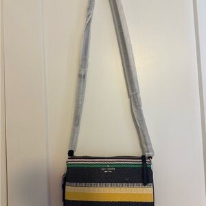 Kate Spade Black and Yellow Striped Crossbody Bag